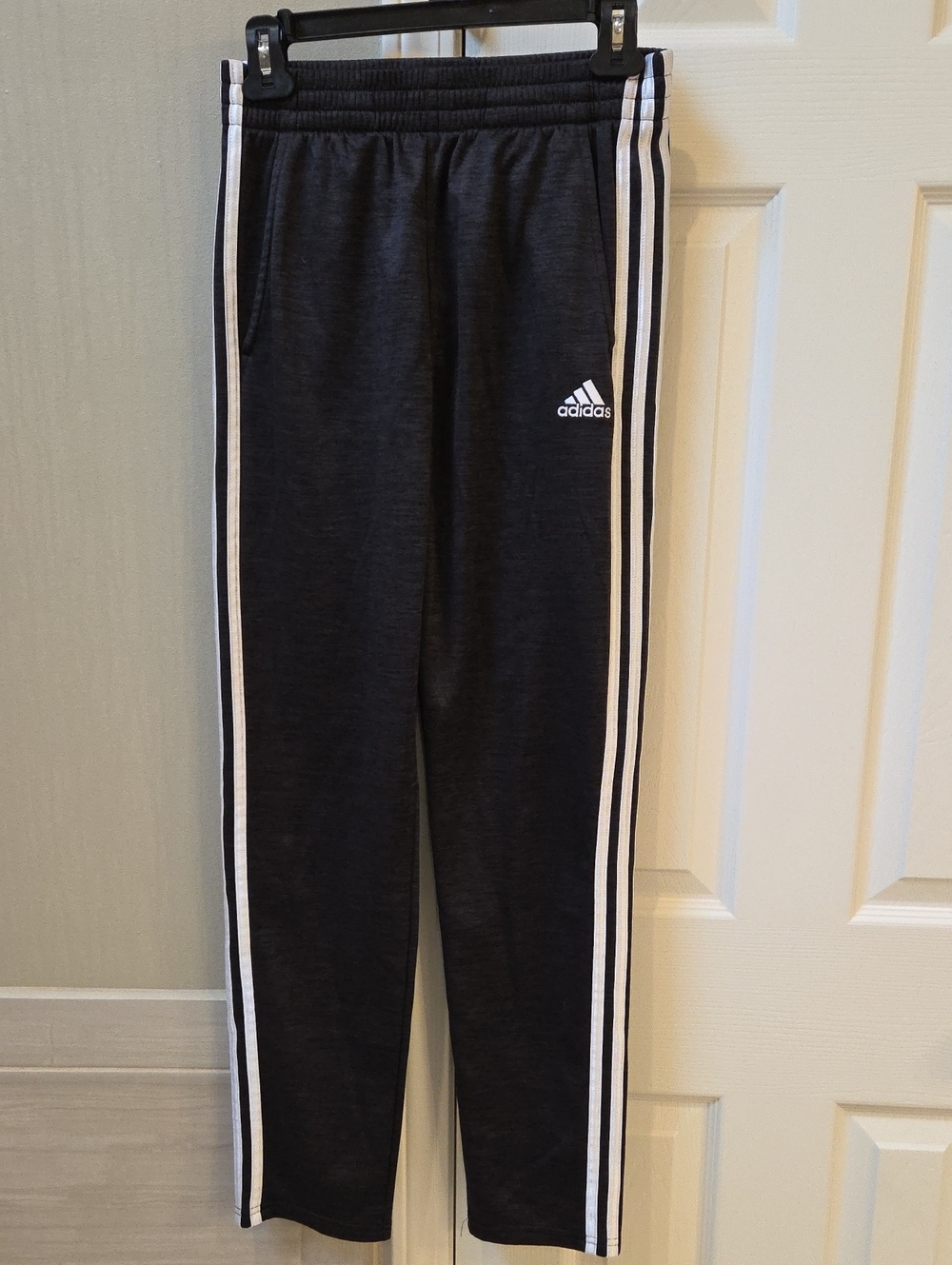 Adidas Youth Black Joggers with White Side Stripes